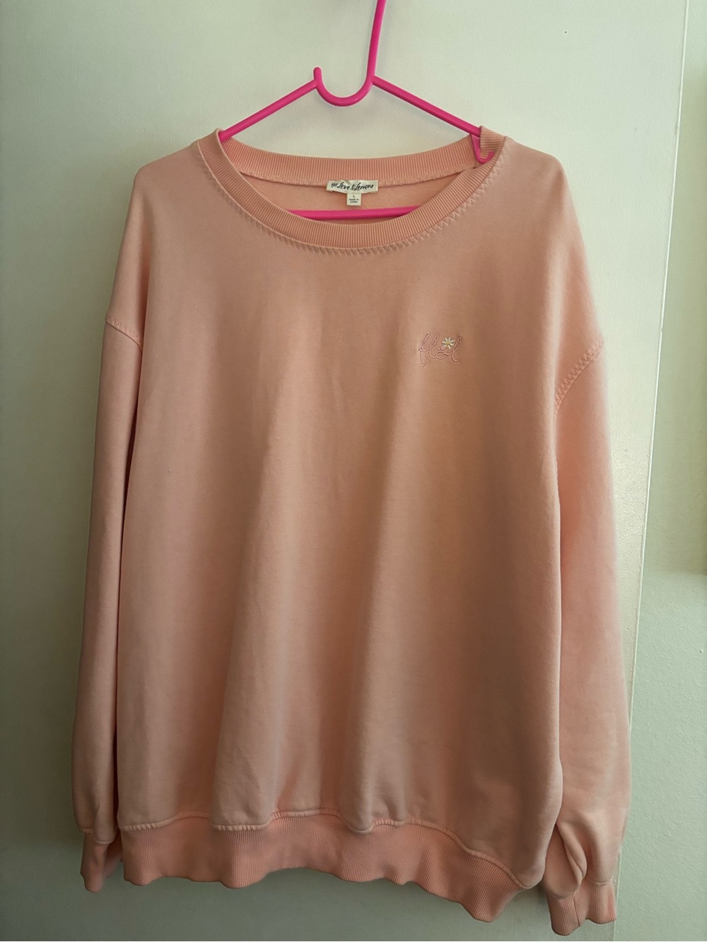 NEW “For Love & Lemons”  Soft Peach Crewneck Sweatshirt. Size L